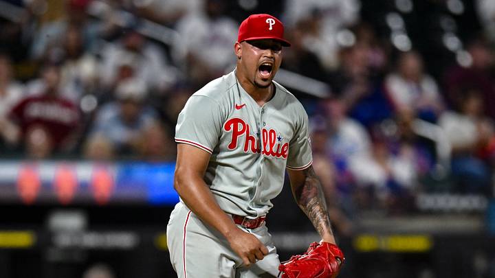 Sep 17, 2026; New York City, New York, USA; Philadelphia Phillies relief pitcher Jhoan Duran (59) reacts after getting the game's final out against the New York Mets at Citi Field. Mandatory Credit: John Jones-Imagn Images Sep 17, 2026; New York City, New York, USA; Philadelphia Phillies relief pitcher Jhoan Duran (59) reacts after getting the game's final out against the New York Mets at Citi Field. Mandatory Credit: John Jones-Imagn Images