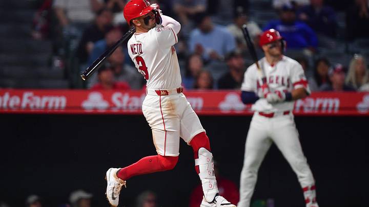 May 18, 2026; Anaheim, California, USA; Los Angeles Angels shortstop Zach Neto (9) hits a two run walk off home run against the Athletics during the ninth inning at Angel Stadium. Mandatory Credit: Gary A. Vasquez-Imagn Images May 18, 2026; Anaheim, California, USA; Los Angeles Angels shortstop Zach Neto (9) hits a two run walk off home run against the Athletics during the ninth inning at Angel Stadium. Mandatory Credit: Gary A. Vasquez-Imagn Images