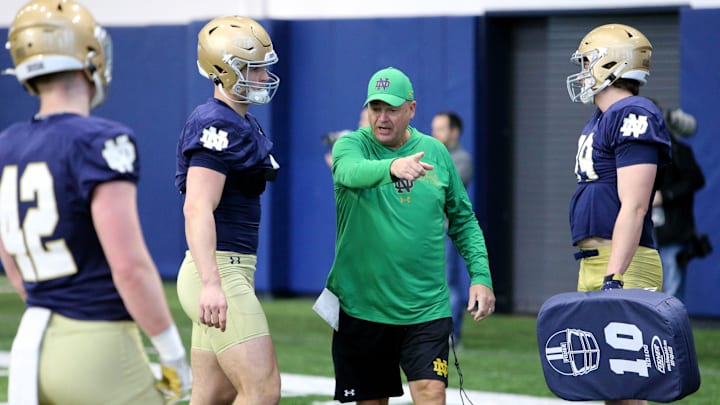 Notre Dame offensive coordinator Mike Denbrock left LSU and returned to the Fighting Irish sideline.