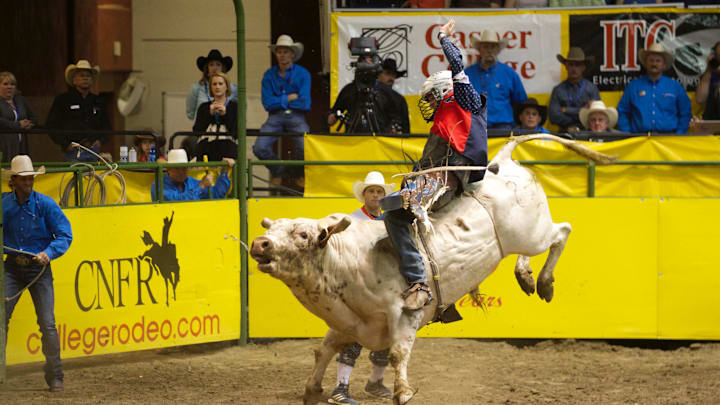 Jun 17, 2017; Casper, WY, USA; During the College National Rodeo Finals at Casper Events Center. Mandatory Credit: Abbie Parr-Imagn Images