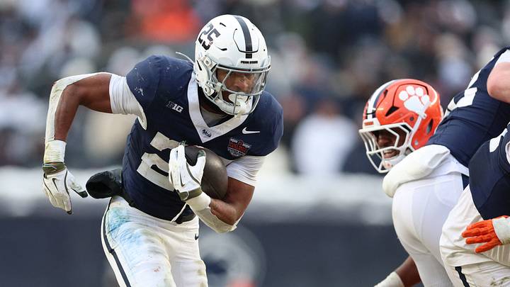 Penn State Nittany Lions running back Quinton Martin Jr. carries the ball against the Clemson Tigers in the 2025 Pinstripe Bowl at Yankee Stadium. Penn State Nittany Lions running back Quinton Martin Jr. carries the ball against the Clemson Tigers in the 2025 Pinstripe Bowl at Yankee Stadium.