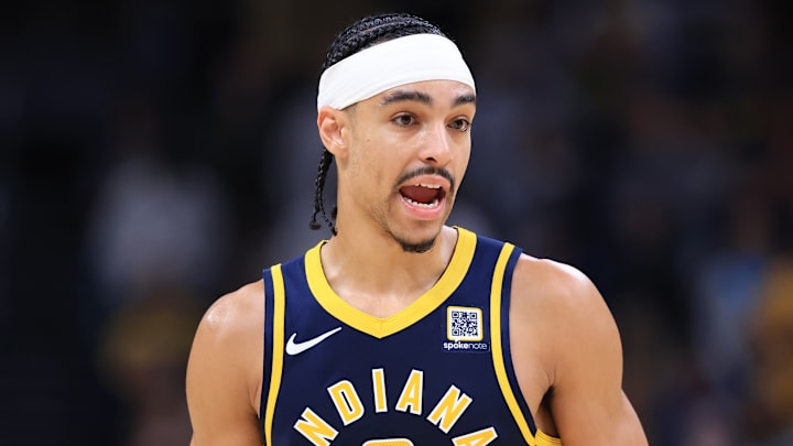 Indiana Pacers guard Andrew Nembhard (2) during a game against the Dallas Mavericks.
