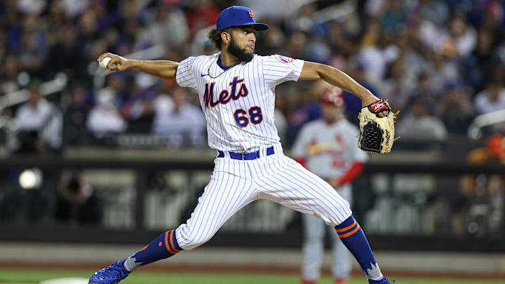New York Mets reliever Adonis Medina throws during a game against the St. Louis Cardinals on May 17, 2022, at Citi Field.