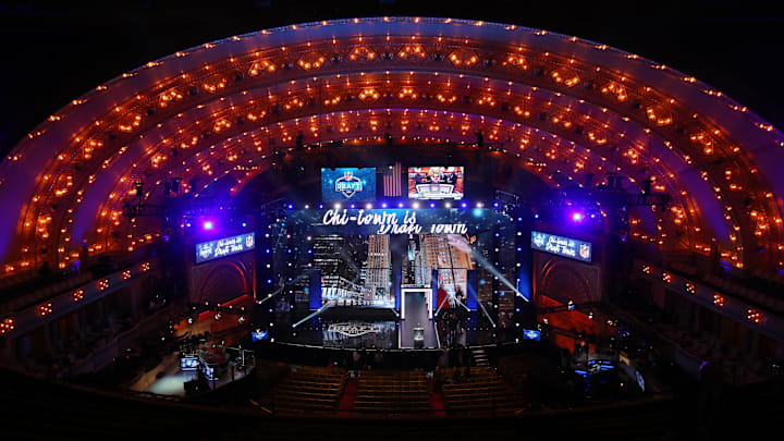 Apr 28, 2016; Chicago, IL, USA;  A general view of the stage and podium before the 2016 NFL Draft at the Auditorium Theatre. Mandatory Credit: Jerry Lai-Imagn Images
