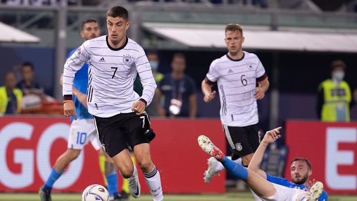 Kai Havertz (vorne) gehört zu den Gewinnern bei der Nationalmannschaft Kai Havertz (vorne) gehört zu den Gewinnern bei der Nationalmannschaft