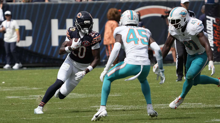 Jahdae Walker makes a reception and turns upfield against Miami in preseason. Jahdae Walker makes a reception and turns upfield against Miami in preseason.
