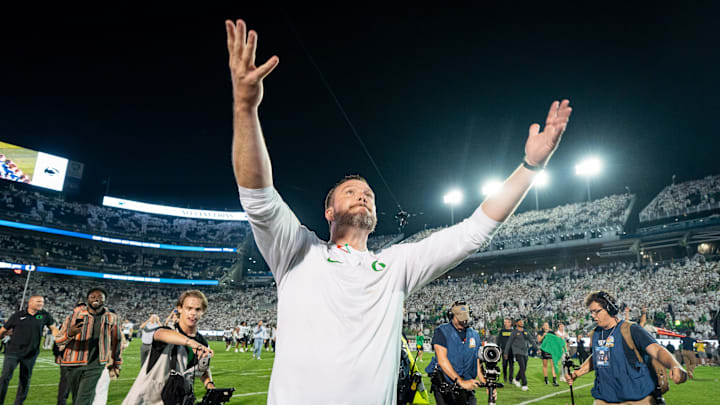 Oregon had a specific, detailed plan for winning the Penn State game. Dan Lanning steeled his team for the hostile setting, the noise  and 111,000 fans. "Warriors control the environment," he told them.