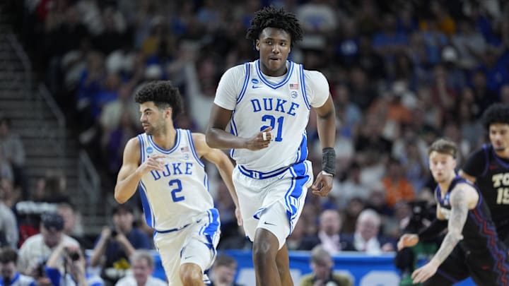 Mar 21, 2026; Greenville, SC, USA; Duke Blue Devils center Patrick Ngongba.