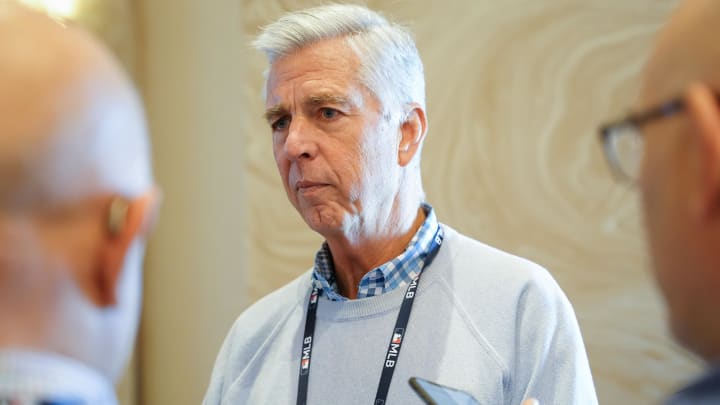 Philadelphia Phillies president of baseball operations Dave Dombrowski answers questions from the media during the MLB GM Meetings at The Conrad Las Vegas.