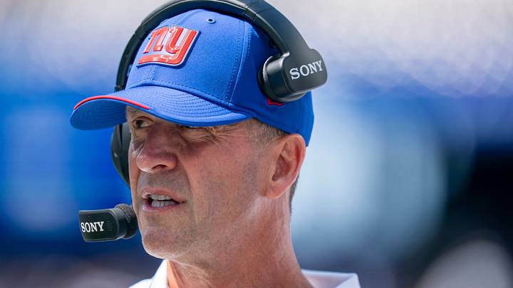 New York Giants head coach John Harbaugh during a preseason opening game between the New York Giants and Minnesota Vikings New York Giants head coach John Harbaugh during a preseason opening game between the New York Giants and Minnesota Vikings