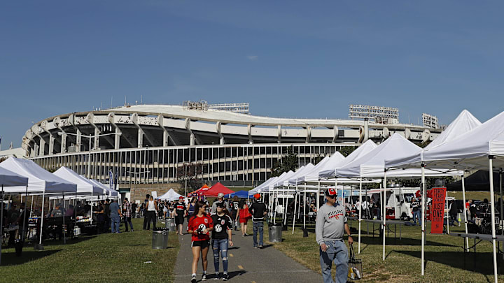  Fan tailgate outside Robert F. Kennedy Memorial Stadium prior to the game between New York Red Bulls and D.C. United. It is the final game at RFK Stadium. Mandatory Credit: Geoff Burke-Imagn Images
