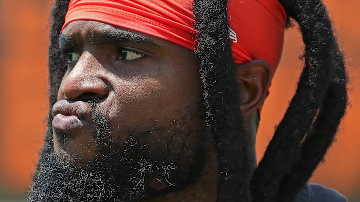 Cleveland Browns wide receiver Diontae Johnson (16) walks off the field after practice at NFL minicamp, Wednesday, June 11, 2025, in Berea, Ohio.