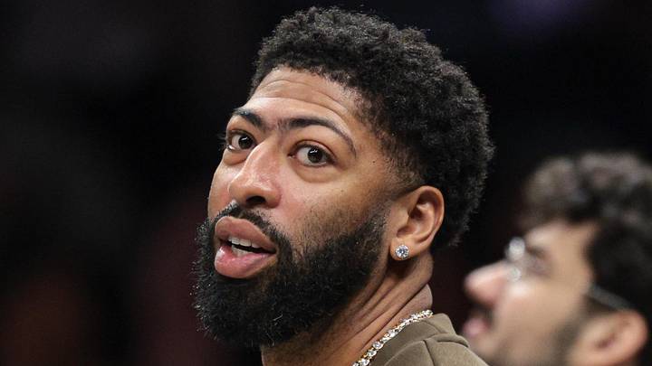 Apr 5, 2026; Brooklyn, New York, USA;  Washington Wizards forward Anthony Davis (23) looks on during the first half against the Brooklyn Nets at Barclays Center. Mandatory Credit: Vincent Carchietta-Imagn Images