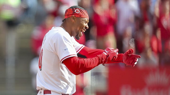Cincinnati Reds center fielder Will Benson (30) reacts