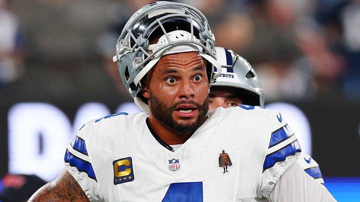 Dallas Cowboys quarterback Dak Prescott (4) on the field before the game against the New York Giants at MetLife Stadium. Mandatory Credit: Vincent Carchietta-Imagn Images Dallas Cowboys quarterback Dak Prescott (4) on the field before the game against the New York Giants at MetLife Stadium. Mandatory Credit: Vincent Carchietta-Imagn Images