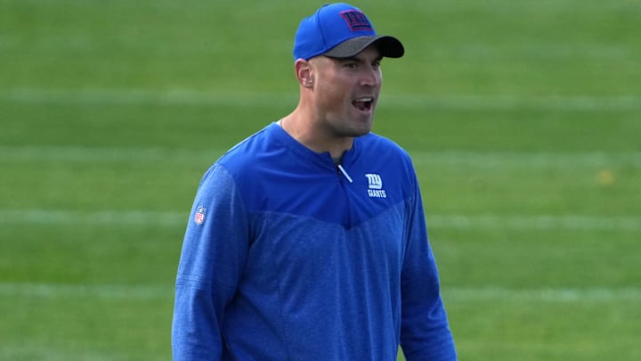 New York Giants offensive coordinator Mike Kafka. New York Giants offensive coordinator Mike Kafka.