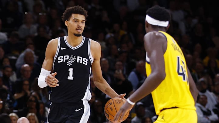 San Antonio Spurs player Victor Wembanyama in action against the Indiana Pacers.
