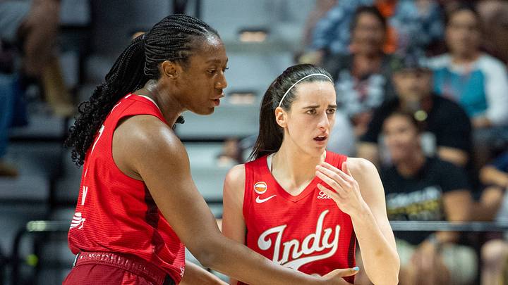 Aliyah Boston and Caitlin Clark