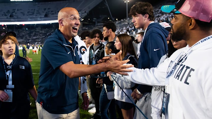 Penn State football head coach James Franklin greets supporters and recruits 