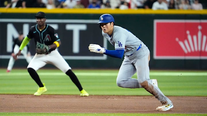 Los Angeles Dodgers Shohei Ohtani (17) against the Arizona Diamondbacks in the seventh inning at Chase Field on Sept. 2, 2024, in Phoenix.