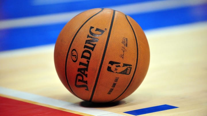 March 17, 2013; Los Angeles, CA, USA; General view of spalding basketball during a stoppage in play  at Staples Center. Mandatory Credit: Gary A. Vasquez-USA TODAY Sports