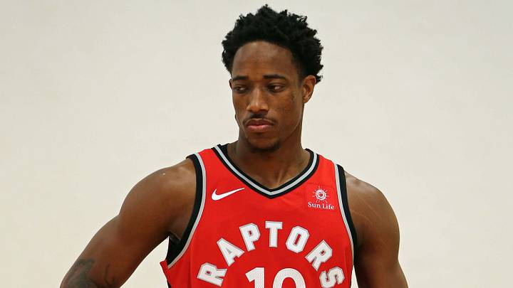 Sep 25, 2017; Toronto, Ontario, Canada; Toronto Raptors guard DeMar DeRozan (10) poses for a photo during media day at the BioSteel Centre. Mandatory Credit: John E. Sokolowski-USA TODAY Sports Sep 25, 2017; Toronto, Ontario, Canada; Toronto Raptors guard DeMar DeRozan (10) poses for a photo during media day at the BioSteel Centre. Mandatory Credit: John E. Sokolowski-USA TODAY Sports