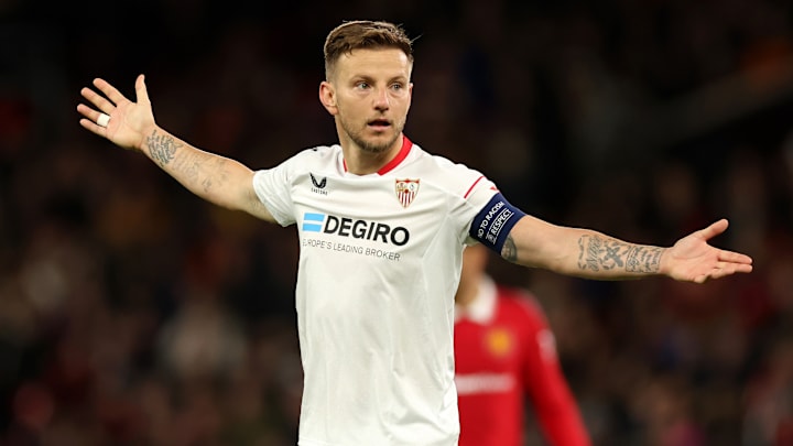 Ivan Rakitic in action for Sevilla at Old Trafford