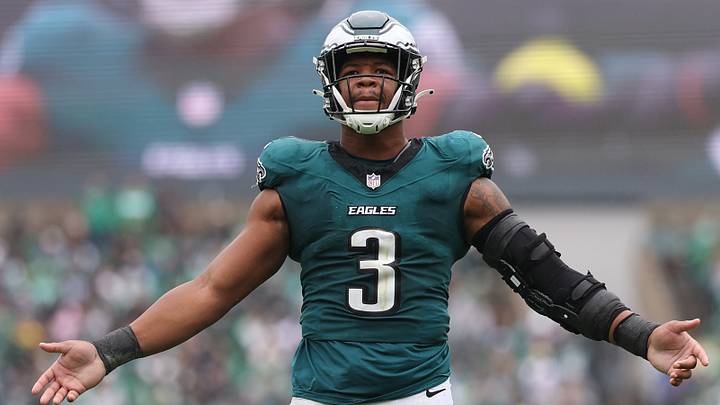 Oct 4, 2026; Philadelphia, Pennsylvania, USA; Philadelphia Eagles linebacker Nolan Smith Jr. (3) reacts against the Los Angeles Rams at Lincoln Financial Field. Mandatory Credit: Bill Streicher-Imagn Images Oct 4, 2026; Philadelphia, Pennsylvania, USA; Philadelphia Eagles linebacker Nolan Smith Jr. (3) reacts against the Los Angeles Rams at Lincoln Financial Field. Mandatory Credit: Bill Streicher-Imagn Images