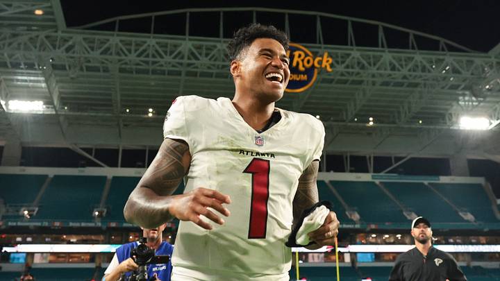 Atlanta Falcons quarterback Tua Tagovailoa. Atlanta Falcons quarterback Tua Tagovailoa.
