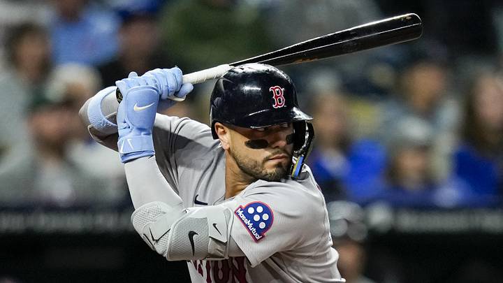 May 20, 2026; Kansas City, Missouri, USA; Boston Red Sox catcher Carlos Narvaez (75) bats during the eighth inning against the Kansas City Royals at Kauffman Stadium. Mandatory Credit: Jay Biggerstaff-Imagn Images May 20, 2026; Kansas City, Missouri, USA; Boston Red Sox catcher Carlos Narvaez (75) bats during the eighth inning against the Kansas City Royals at Kauffman Stadium. Mandatory Credit: Jay Biggerstaff-Imagn Images