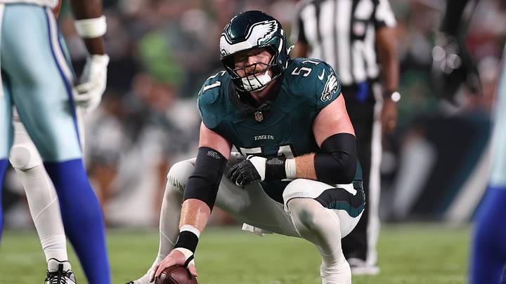 Sep 4, 2025; Philadelphia, Pennsylvania, USA; Philadelphia Eagles center Cam Jurgens (51) plays against the Dallas Cowboys at Lincoln Financial Field. Mandatory Credit: Bill Streicher-Imagn Images Sep 4, 2025; Philadelphia, Pennsylvania, USA; Philadelphia Eagles center Cam Jurgens (51) plays against the Dallas Cowboys at Lincoln Financial Field. Mandatory Credit: Bill Streicher-Imagn Images