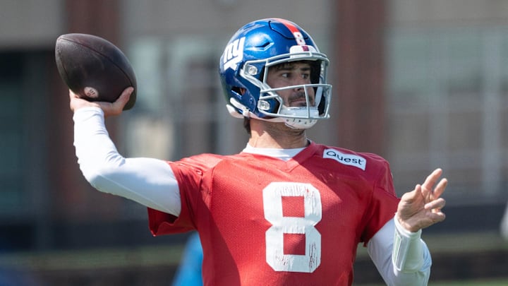 Daniel Jones, quarterback. The NY Giants NFL team held an organized team activity at their training facility in East Rutherford, NJ on Thursday May 30, 2024.