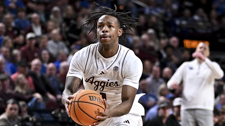 Mar 3, 2026; College Station, Texas, USA; Texas A&M Aggies guard Josh Holloway (1) goes to the basket during the second half against the Kentucky Wildcats at Reed Arena. Mandatory Credit: Maria Lysaker-Imagn Images Mar 3, 2026; College Station, Texas, USA; Texas A&M Aggies guard Josh Holloway (1) goes to the basket during the second half against the Kentucky Wildcats at Reed Arena. Mandatory Credit: Maria Lysaker-Imagn Images