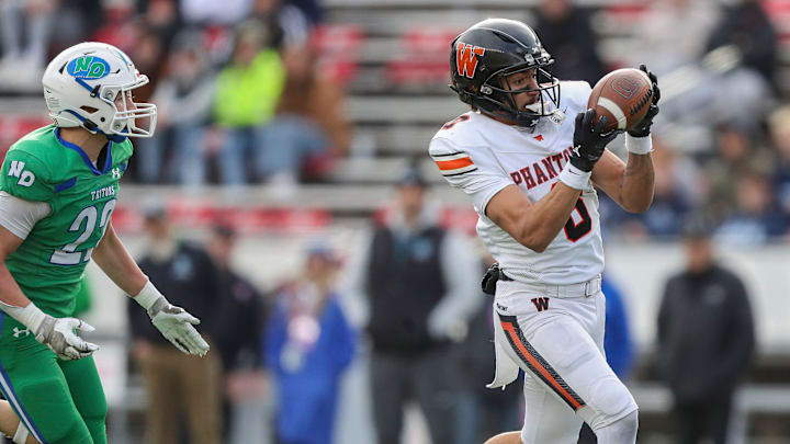 West De Pere's Judeah Kniskern (8) catches a touchdown pass versus Notre Dame Academy during the WIAA Division 2 state championship game on Friday, November 21, 2025. Tork Mason/USA TODAY NETWORK-Wisconsin