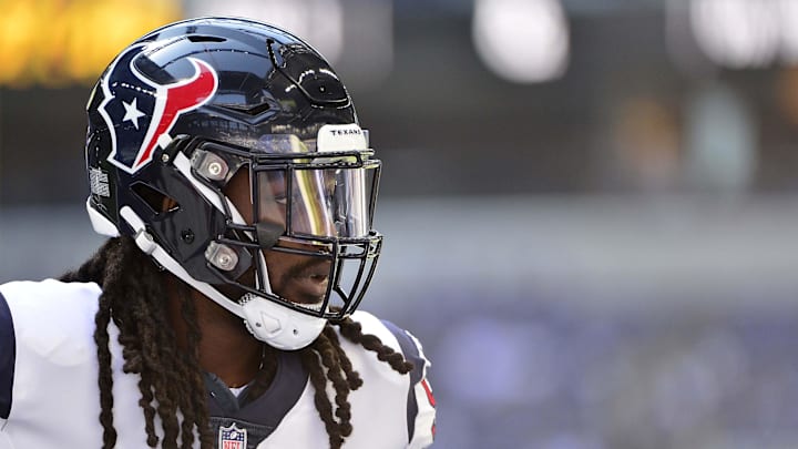 Sep 30, 2018; Indianapolis, IN, USA; Houston Texans linebacker Jadeveon Clowney (90) warms up prior to a game against the Indianapolis Colts at Lucas Oil Stadium.