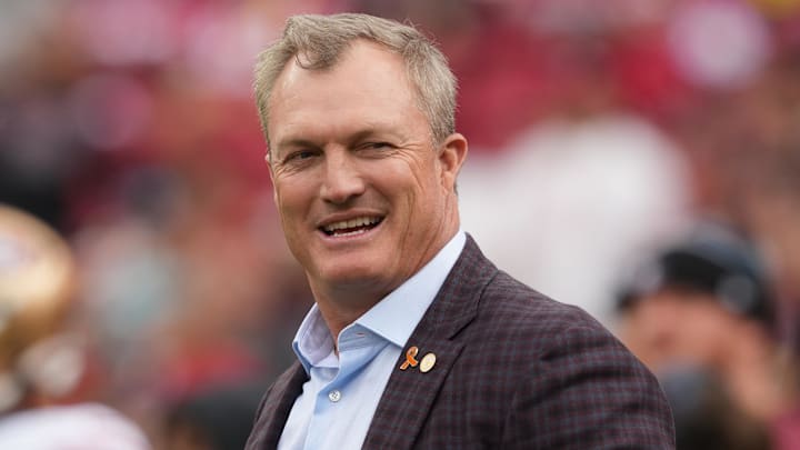 Sep 28, 2025; Santa Clara, California, USA; San Francisco 49ers general manager John Lynch before the game against the Jacksonville Jaguars at Levi's Stadium. Mandatory Credit: Darren Yamashita-Imagn Images Sep 28, 2025; Santa Clara, California, USA; San Francisco 49ers general manager John Lynch before the game against the Jacksonville Jaguars at Levi's Stadium. Mandatory Credit: Darren Yamashita-Imagn Images