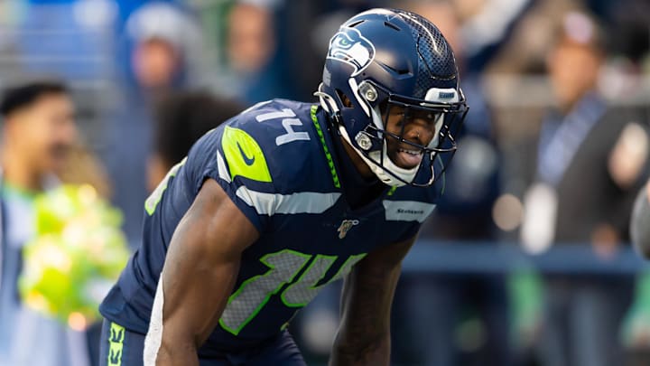 Nov 3, 2019; Seattle, WA, USA; Seattle Seahawks wide receiver D.K. Metcalf (14) during the second half at CenturyLink Field. Seattle defeated Tampa Bay 40-34. Mandatory Credit: Steven Bisig-Imagn Images