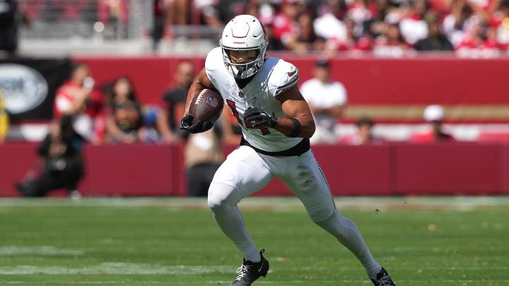 Arizona Cardinals wide receiver Michael Wilson (14) runs after a catch against the San Francisco 49ers during the second quarter at Levi's Stadium. 