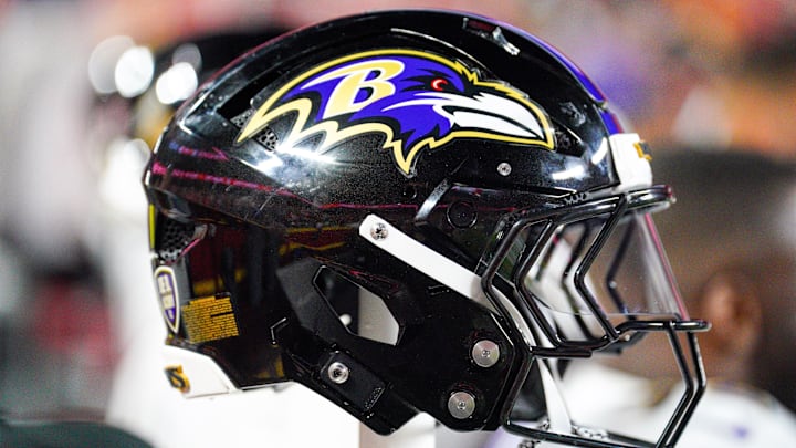 Sep 5, 2024; Kansas City, Missouri, USA; A general view of a Baltimore Ravens helmet against the Kansas City Chiefs during the first half at GEHA Field at Arrowhead Stadium. Mandatory Credit: Denny Medley-Imagn Images Sep 5, 2024; Kansas City, Missouri, USA; A general view of a Baltimore Ravens helmet against the Kansas City Chiefs during the first half at GEHA Field at Arrowhead Stadium. Mandatory Credit: Denny Medley-Imagn Images