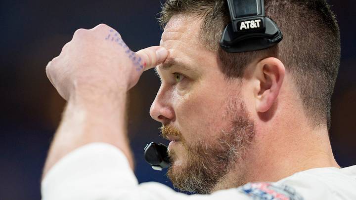 Oregon head coach Dan Lanning watches as Indiana scores as the Oregon Ducks face the Indiana Hoosiers in the Peach Bowl on Jan. 9, 2026, at Mercedes-Benz Stadium in Atlanta, Georgia. Oregon head coach Dan Lanning watches as Indiana scores as the Oregon Ducks face the Indiana Hoosiers in the Peach Bowl on Jan. 9, 2026, at Mercedes-Benz Stadium in Atlanta, Georgia.