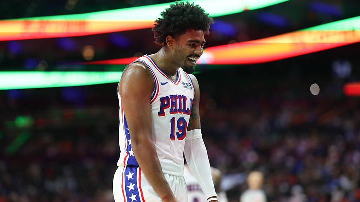 Oct 5, 2026; Philadelphia, Pennsylvania, USA; Philadelphia 76ers forward Saint Thomas (19) reacts to a play against the New York Knicks at Xfinity Mobile Arena. Mandatory Credit: Bill Streicher-Imagn Images Oct 5, 2026; Philadelphia, Pennsylvania, USA; Philadelphia 76ers forward Saint Thomas (19) reacts to a play against the New York Knicks at Xfinity Mobile Arena. Mandatory Credit: Bill Streicher-Imagn Images