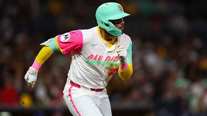 Tirso Ornelas singles to record his first career MLB hit during the fifth inning against the Tampa Bay Rays at Petco Park.