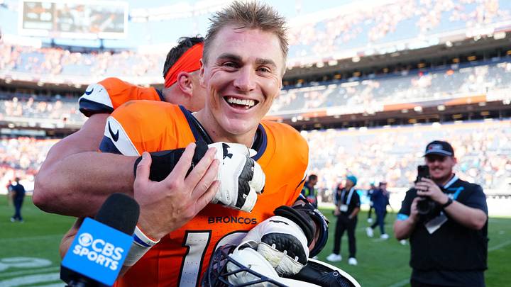 Sep 20, 2026; Denver, Colorado, USA; Denver Broncos quarterback Bo Nix (10) celebrates on the field after defeating the Jacksonville Jaguars at Empower Field at Mile High. Sep 20, 2026; Denver, Colorado, USA; Denver Broncos quarterback Bo Nix (10) celebrates on the field after defeating the Jacksonville Jaguars at Empower Field at Mile High.