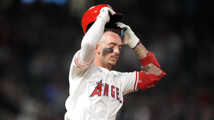 Aug 18, 2025; Anaheim, California, USA; Los Angeles Angels shortstop Zach Neto (9) reacts after flying out in the seventh inning against the Cincinnati Reds at Angel Stadium. Mandatory Credit: Kirby Lee-Imagn Images Aug 18, 2025; Anaheim, California, USA; Los Angeles Angels shortstop Zach Neto (9) reacts after flying out in the seventh inning against the Cincinnati Reds at Angel Stadium. Mandatory Credit: Kirby Lee-Imagn Images