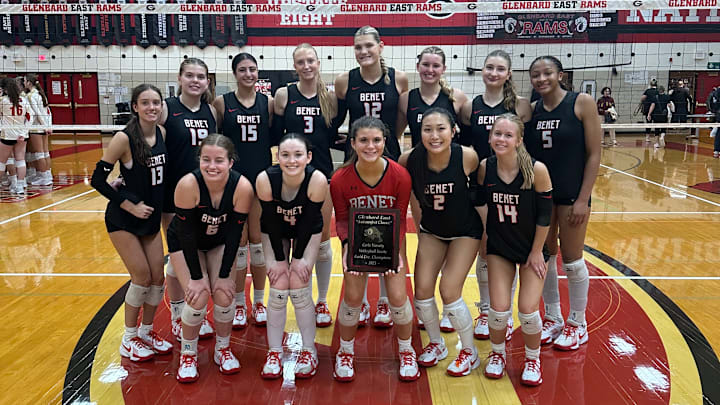 The Benet Academy (Lisle, Ill.) volleyball team last week shut out Marist, 2-0, in a battle of state powers and then went 5-0 to win the Glenbard East Autumnfest Classic.  The Redhawks rose 10 spots to No. 12 in this week's High School on SI Top 25 Girls Volleyball National Rankings.