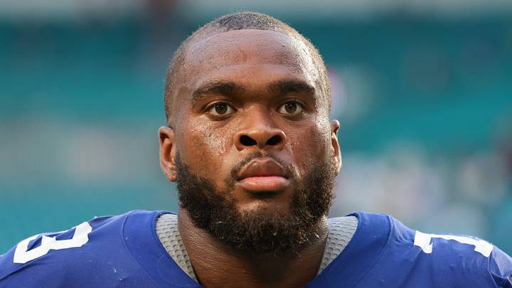 New York Giants offensive tackle Evan Neal New York Giants offensive tackle Evan Neal