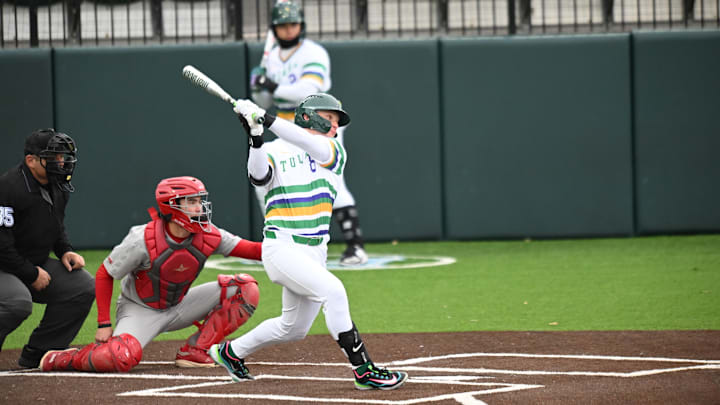 Second baseman Connor Rasmussen swings at the pitch. Second baseman Connor Rasmussen swings at the pitch.