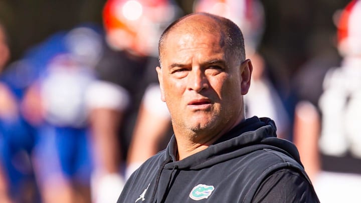 Florida's Assistant Coach for Wide Receivers Coach Billy Gonzalez coaches during University of Florida Gators    Spring football practice at Sanders Practice Fields in Gainesville, FL on Tuesday, March 19, 2024. [Doug Engle/Gainesville Sun]