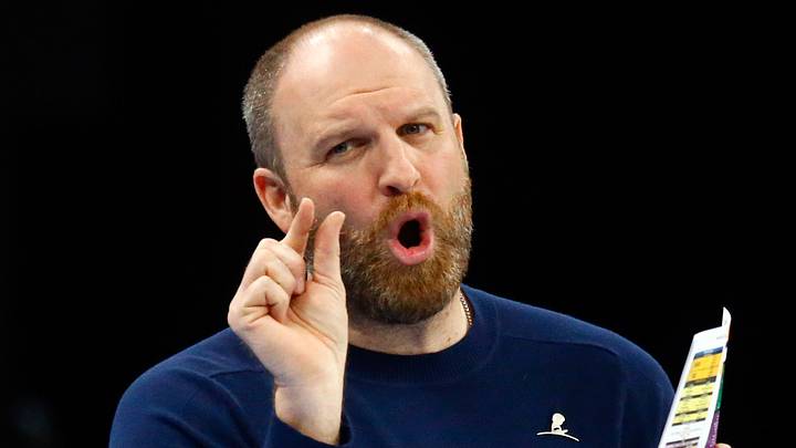 Memphis Grizzlies head coach Taylor Jenkins reacts during the first half against the Denver Nuggets at FedExForum on November 19, 2024. Memphis Grizzlies head coach Taylor Jenkins reacts during the first half against the Denver Nuggets at FedExForum on November 19, 2024.