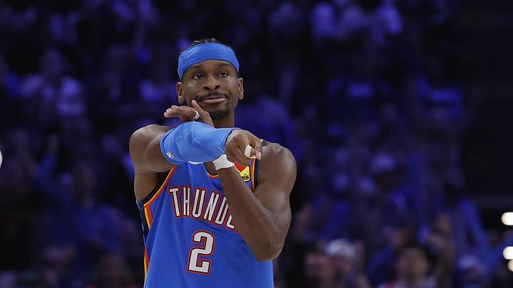 Mar 12, 2026; Oklahoma City, Oklahoma, USA; Oklahoma City Thunder guard Shai Gilgeous-Alexander (2) gestures after scoring a basket against the Boston Celtics during the second quarter at Paycom Center. Mandatory Credit: Alonzo Adams-Imagn Images